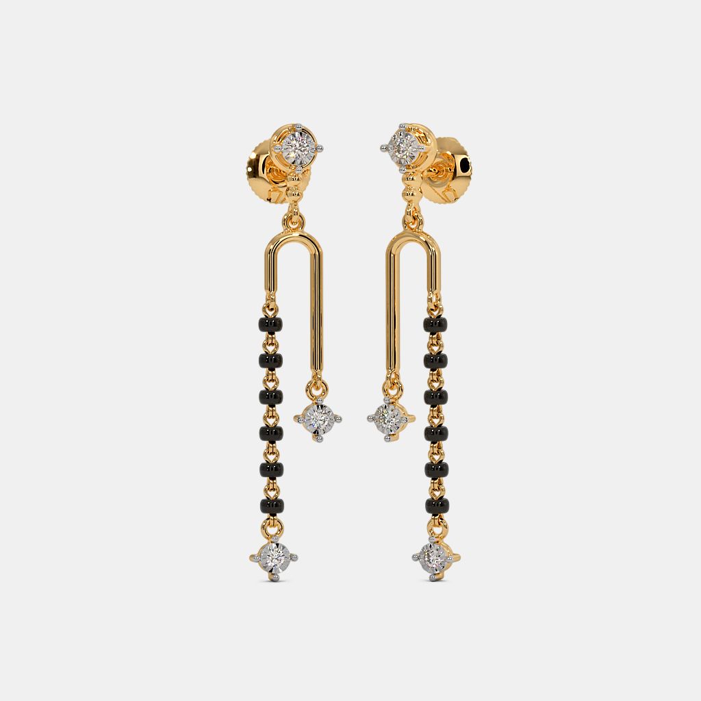 Mangalsutra with cheap earrings in gold