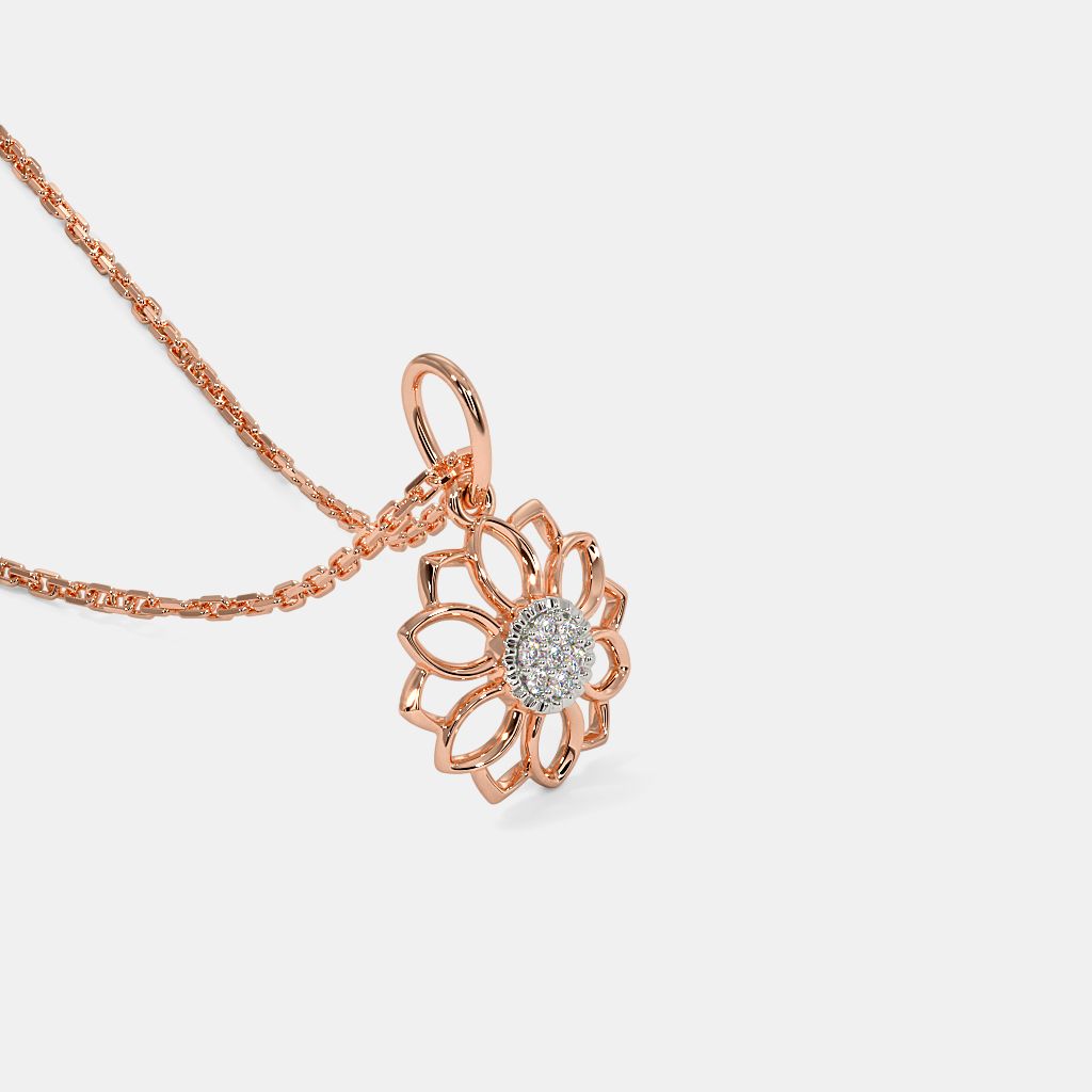 Rose Gold Necklace Diamond Sunflower Necklace The Alazea Pendant