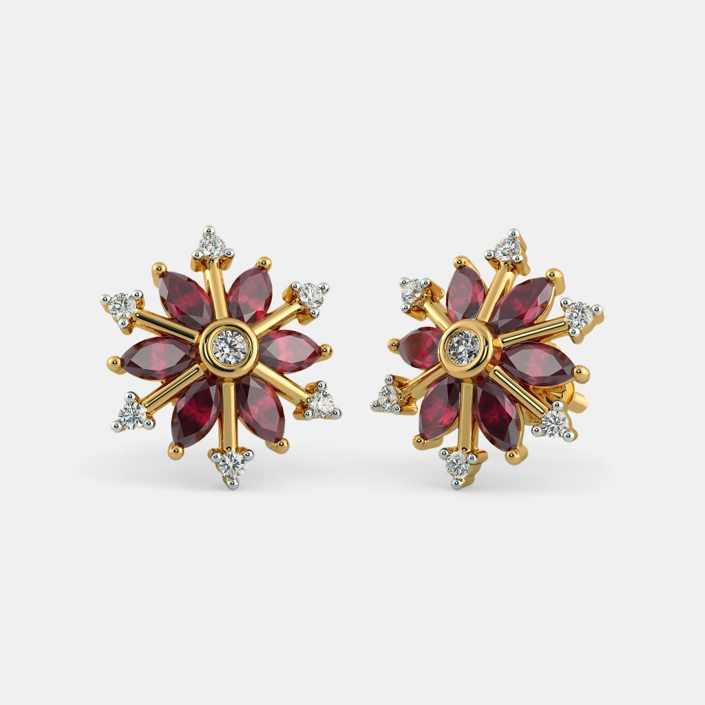 Ruby stud online earrings by bluestone