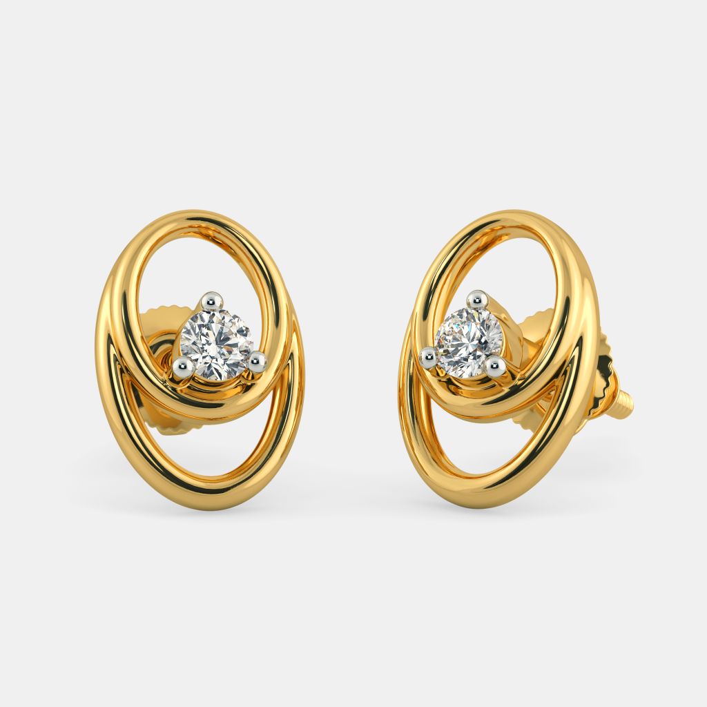 Manufacturer of Ladies 76 rose gold designer single stone earring re66   Jewelxy  149963
