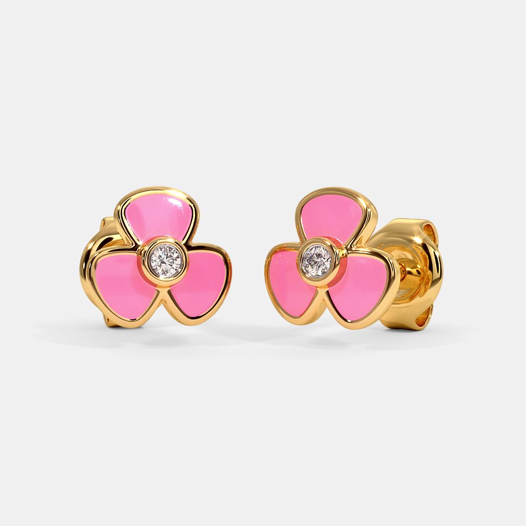 Yellow Gold Honey Bee 18k Stud Earrings for Kids and Teen Girls gold  earrings designs for daily use gold jewellery online