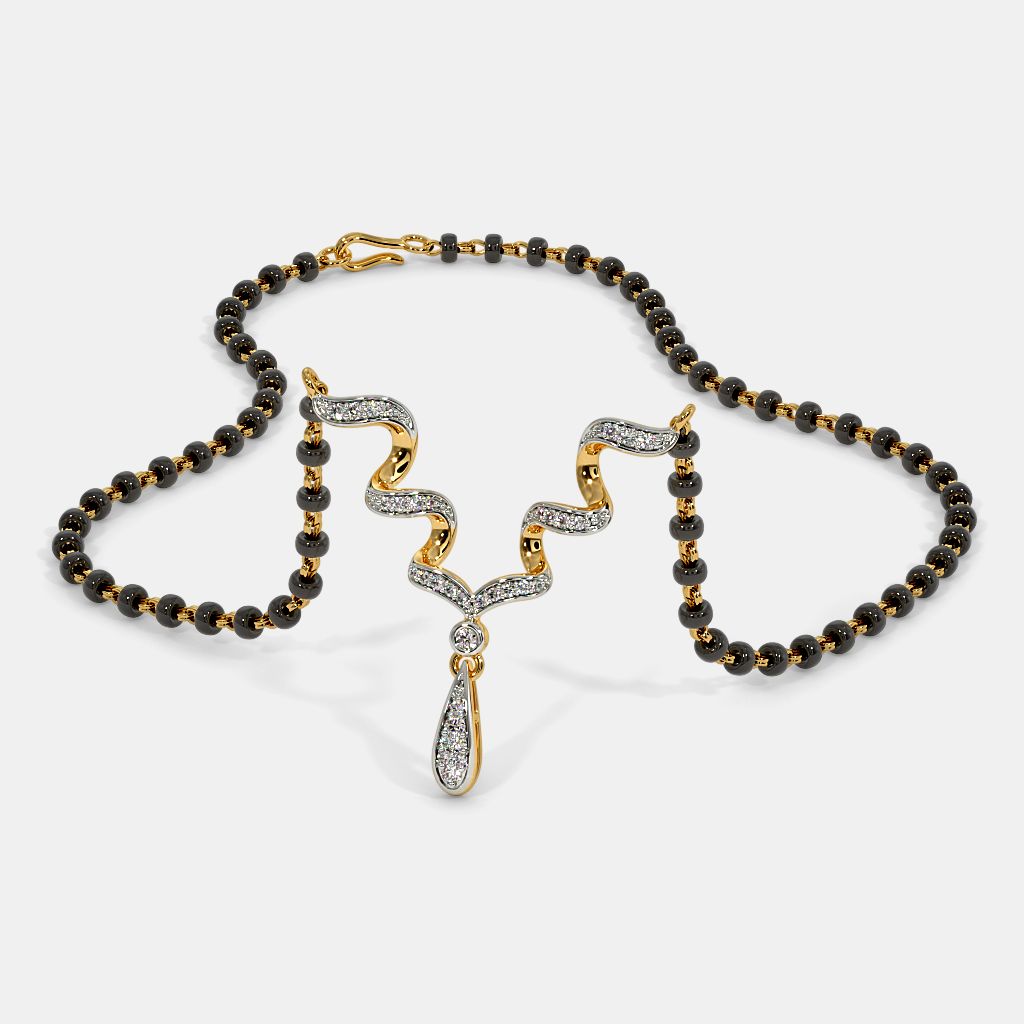 Blue stone top mangalsutra chain