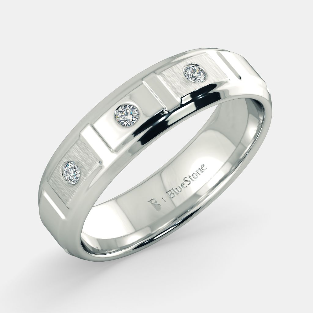 Single Diamond Platinum Ring for Men JL PT B-15