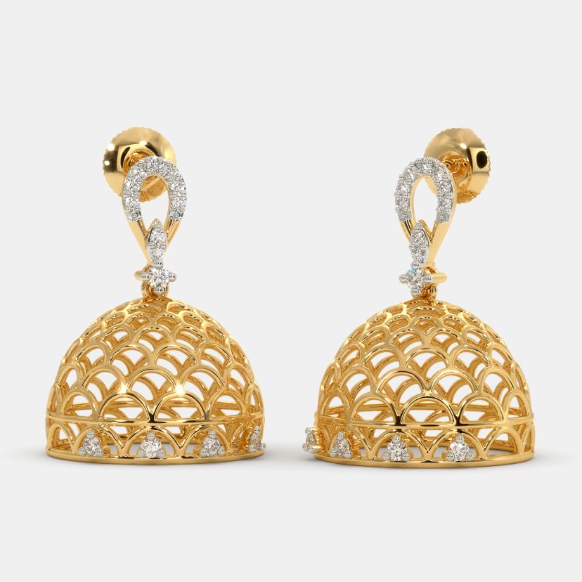 Gold diamond jhumka design on sale